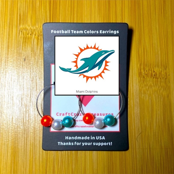 Miami Dolphins Team Colors Hoop Earrings - Picture 1 of 2